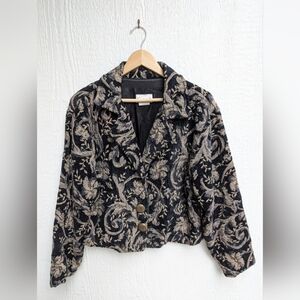 Vintage Paco Soler Floral Tapestry Cropped Jacket Coat Women's Size Small